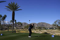 Brooks Koepka hits from the 18th tee during the first round of The American Express golf tournament on the Nicklaus Tournament Course at PGA West, Thursday, Jan. 21, 2021, in La Quinta, Calif. (AP Photo/Marcio Jose Sanchez)