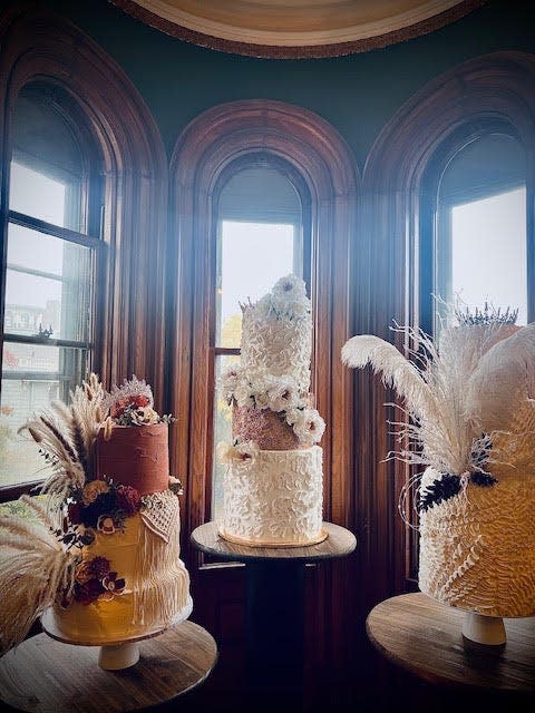 A faux cake designed by Chris Furtado-Ambar, owner of Cake Smith Gallery in New Bedford.