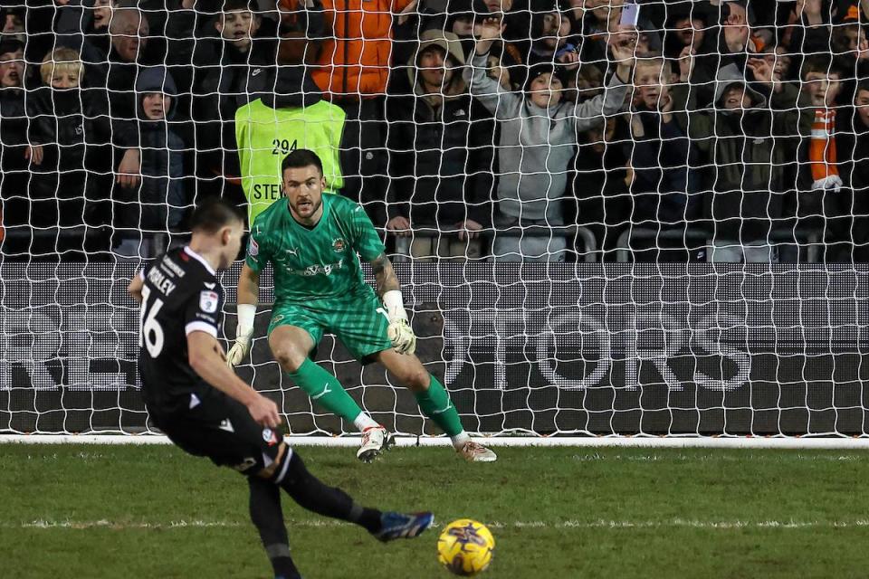 Aaron Morley scores from the spot for Wanderers against Blackpool this season <i>(Image: Camerasport)</i>