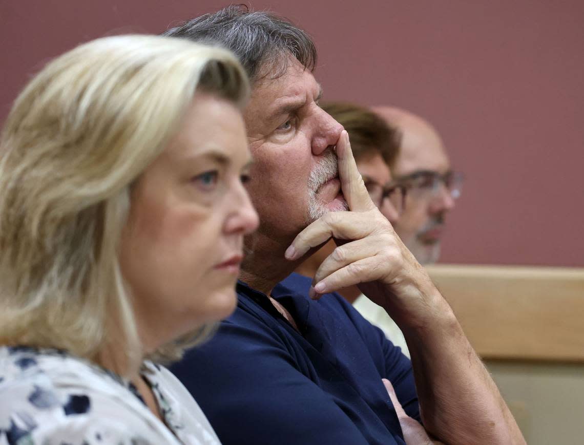 Joe Dowling, father of Benjamin Dowling, who died at 35 after a life of severe disabilities caused by a brain hemorrhage he suffered at the hands of his babysitter, Terry McKirchy, attends a hearing at the Broward County Courthouse in Fort Lauderdale on Wednesday, Aug. 21, 2024. (Carline Jean/South Florida Sun Sentinel)