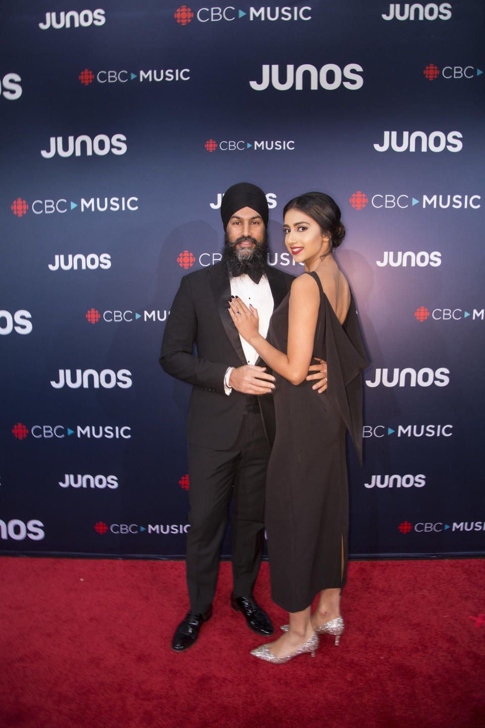 The couple welcomed their first baby a year and a half ago. (Photo by Phillip Chin/Getty Images) VANCOUVER, BC - MARCH 25: (L-R) NDP Federal Leader Jagmeet Singh and Gurkiran Kaur attend the red carpet arrivals at the 2018 Juno Awards at Rogers Arena on March 25, 2018 in Vancouver, Canada. (Photo by Phillip Chin/Getty Images)
