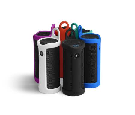 Amazon's one of two new voice controlled devices, Amazon Tap and Protective Carrying Cases are shown in this handout image released on March 2, 2016. REUTERS/Amazon/Handout via Reuters