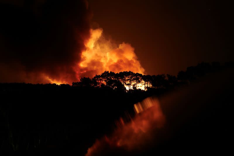 View of a wildfire in Aljesur