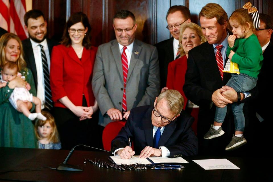 Governor Mike Dewine signed a foetal abortion ban into effect in 2019 (2019 The Columbus Dispatch)