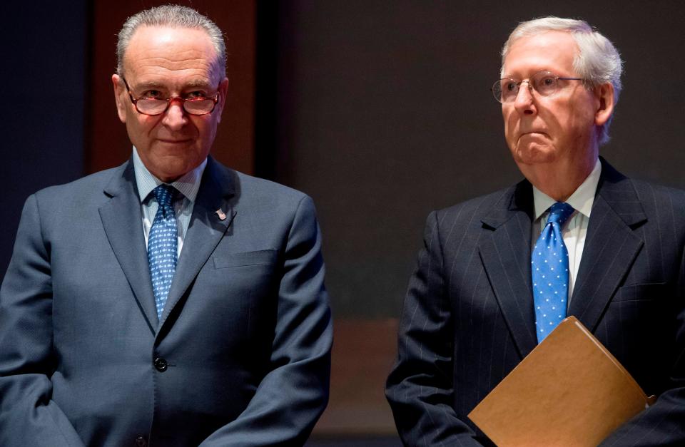 From left, then-Senate Minority Leader Chuck Schumer and then-Senate Majority Leader Mitch McConnell in 2017.