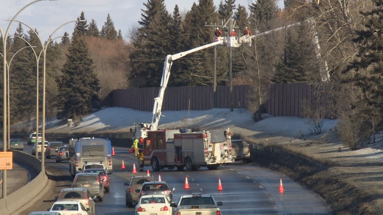 Blown transformer causes delays on Whitemud Drive