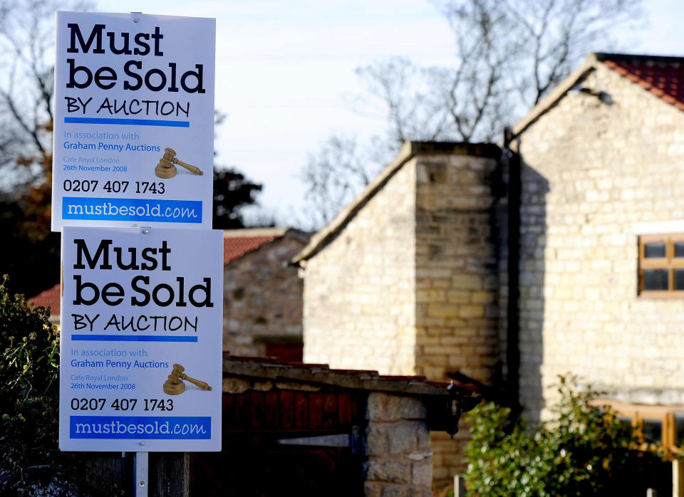 Residential property auction signs, near Leeds.  