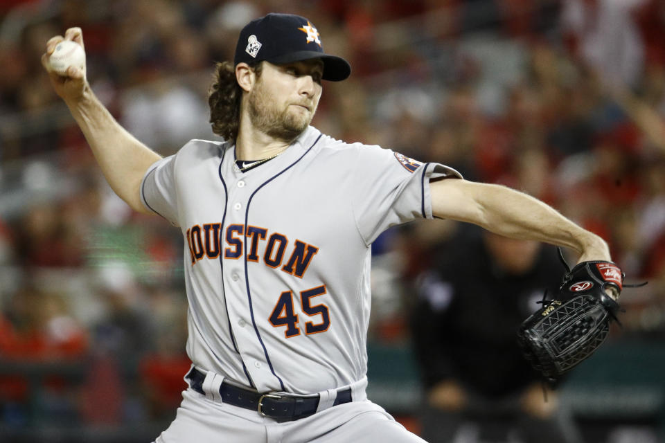 Free agent Gerrit Cole was extended a qualifying offer by the Houston Astros. (AP Photo/Patrick Semansky)