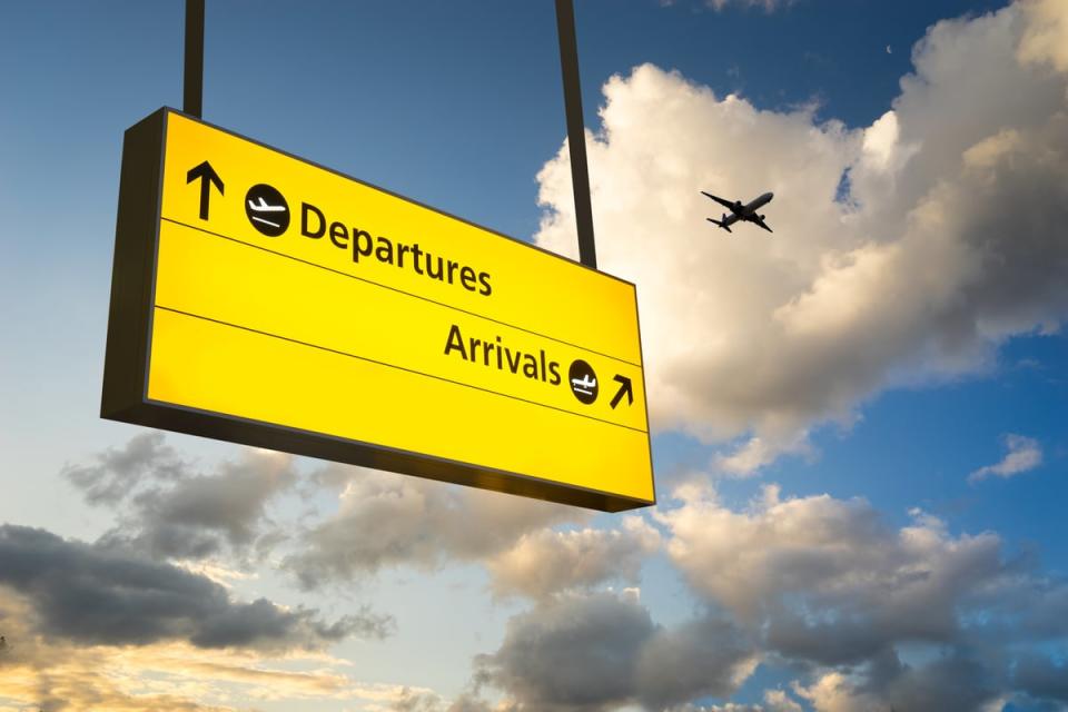 A departure and arrivals board. 