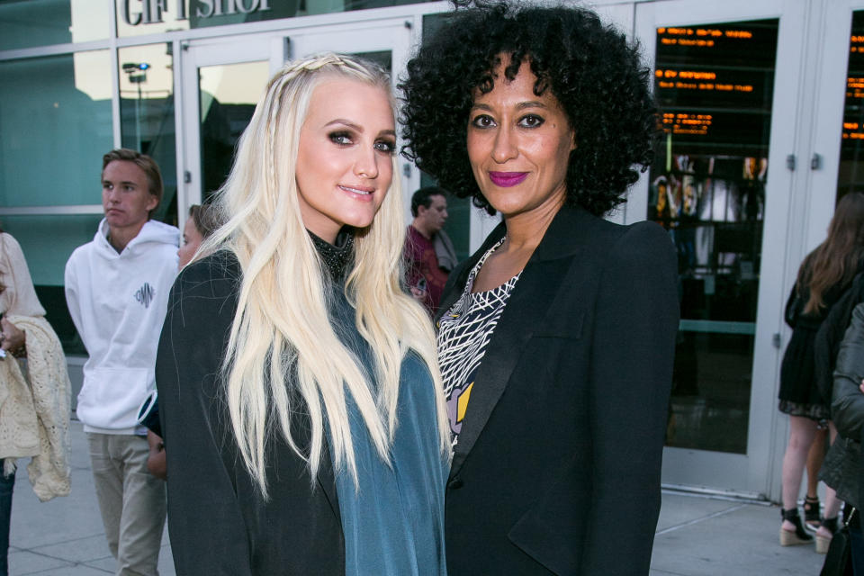 Ashlee Simpson, left, and Tracee Ellis Ross attend the LA Screening of "Just Before I Go" at ArcLight Hollywood on Monday, April 20, 2015 in Los Angeles. (Photo by John Salangsang/Invision/AP)