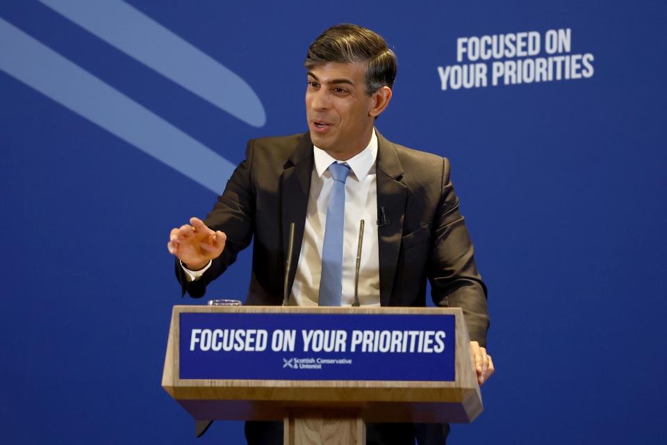 Rishi Sunak has been launching the Scottish Tories manifesto in Edinburgh (Getty Images)