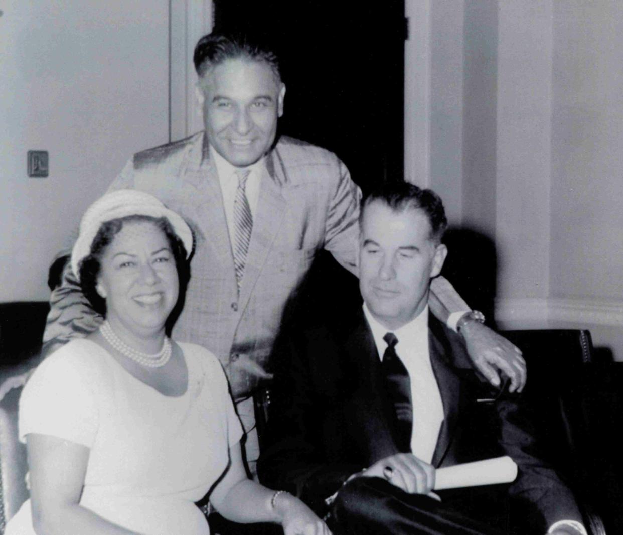 Tribal chair Vyola Ortner, Congressman Dalip Singh Saund and Mayor Frank Bogert in Washington, D.C.