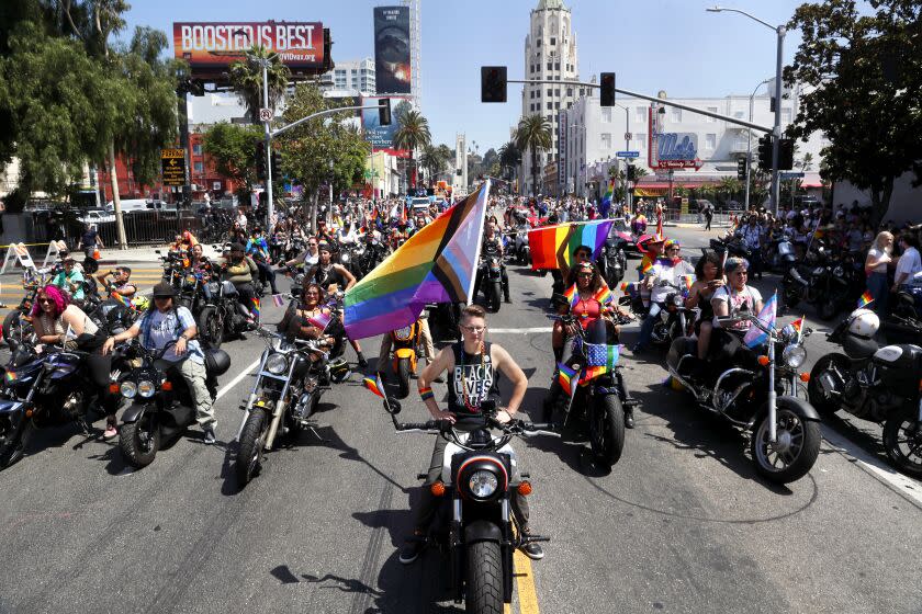 Los Angeles, CA, Sunday, June 12, 2022 - Thousands gather along Hollywood Blvd at the 2022 LA Pride Parade. (Robert Gauthier/Los Angeles Times)