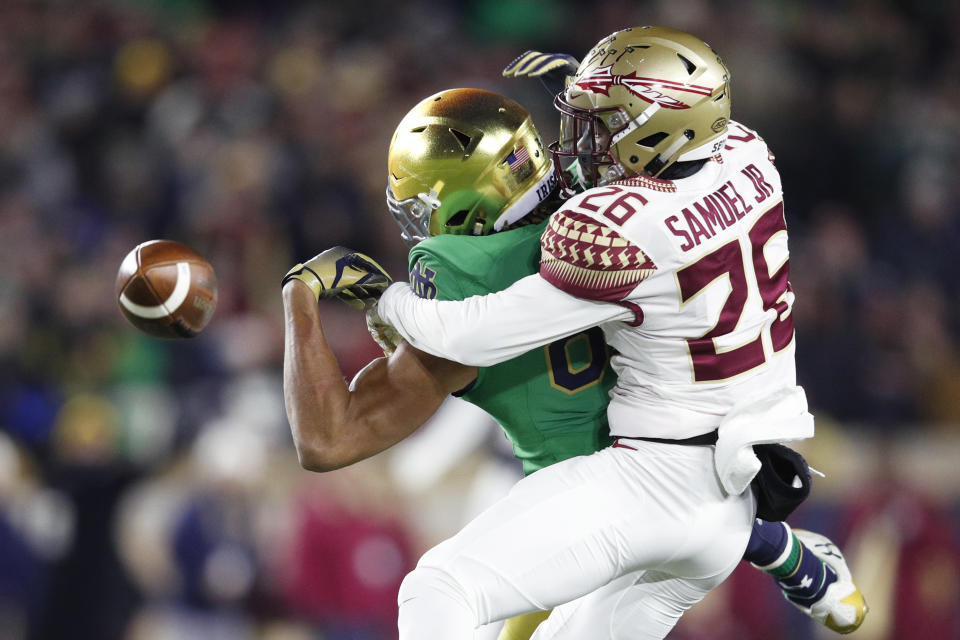 Florida State CB Asante Samuel Jr. will get physical with receivers despite his size. (Photo by Joe Robbins/Getty Images)