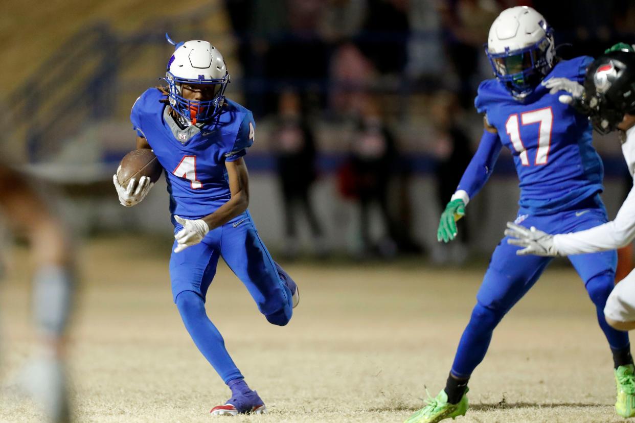 Millwood's Xzavier Thompson runs with the ball against Crossings Christian in the first round of the Class 2A playoffs on Nov. 10 in Oklahoma City.