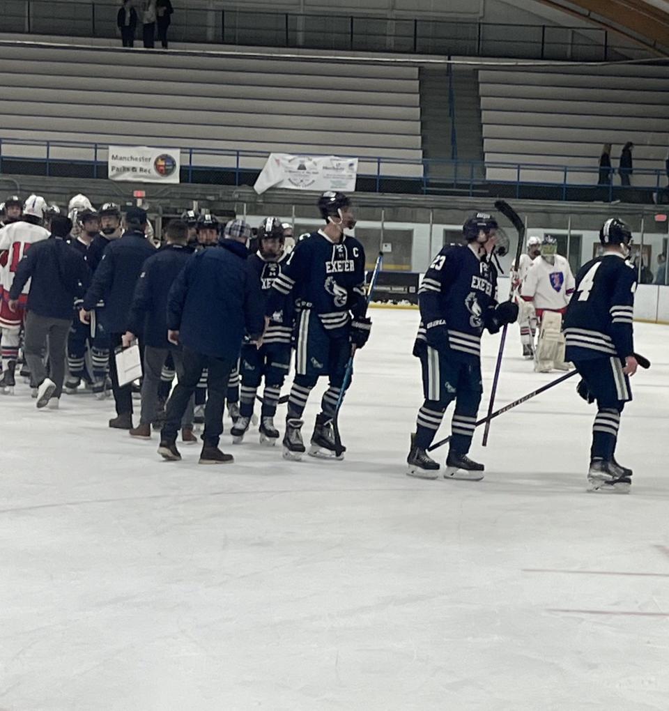 The Exeter High School boys hockey team lost to Lebanon, 6-1 in the Division I semifinals on Wednesday night at JFK Memorial Coliseum.