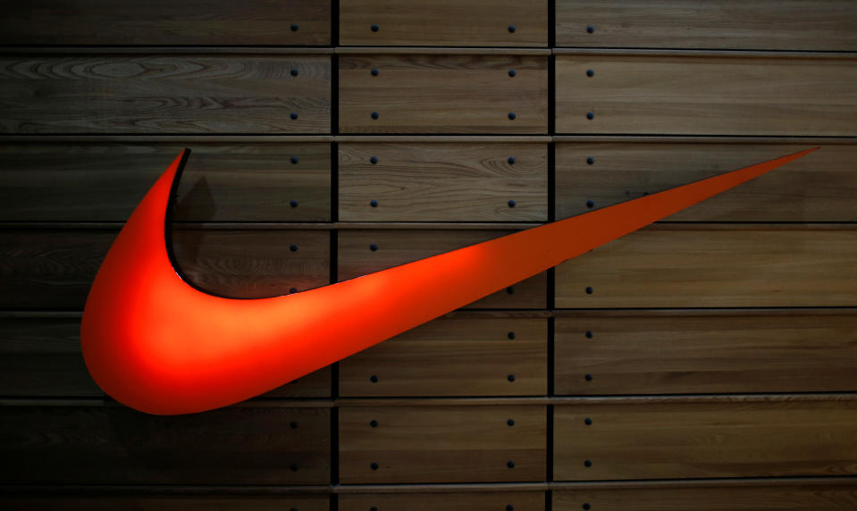 The logo of Nike sportswear maker is seen at a company's store at Tbilisi Mall in Tbilisi, Georgia, April 22, 2016. REUTERS/David Mdzinarishvili