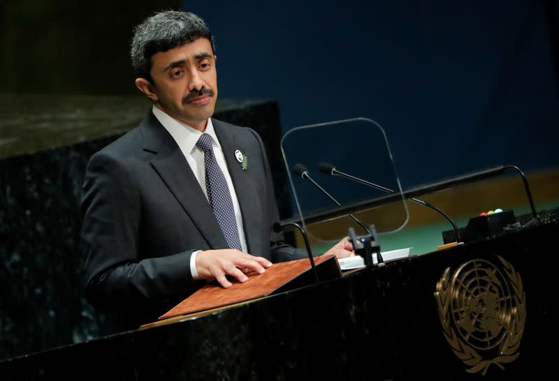United Arab Emirates Foreign Minister Sheikh Abdullah bin Zayed Al Nahyan addresses the 74th session of the United Nations General Assembly at U.N. headquarters in New York City, New York