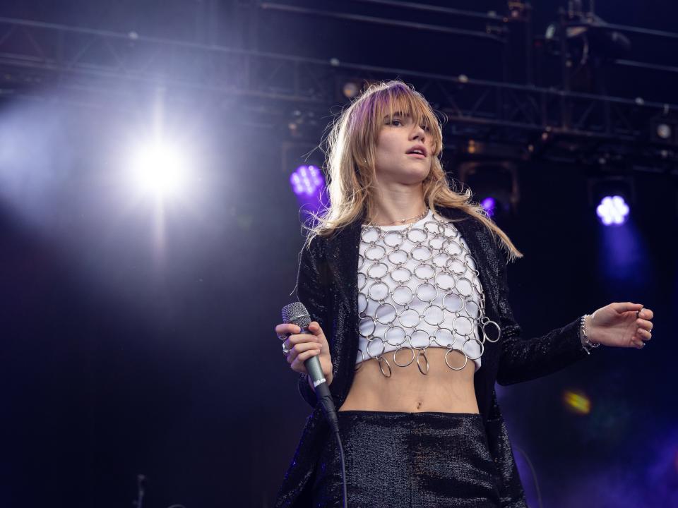 Suki Waterhouse performs in concert at Moody Amphitheater at Waterloo Park on August 12, 2022 in Austin, Texas.