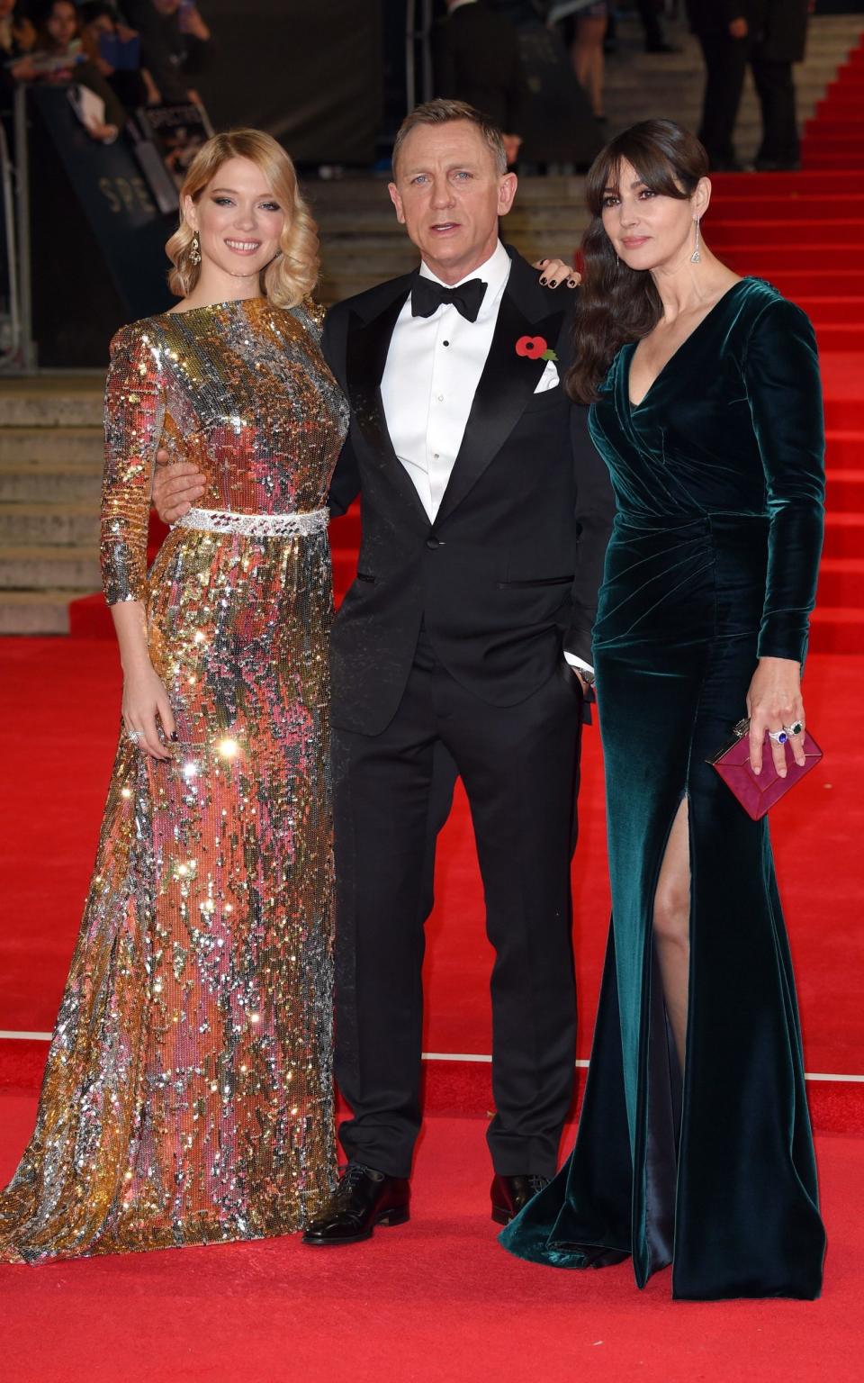 Monica Bellucci with Daniel Craig and Lea Seydoux at the Spectre premiere