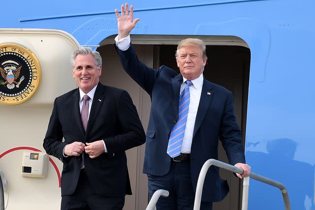 Michael Kovac/WireImage Kevin McCarthy and Donald Trump stand outside of Air Force One
