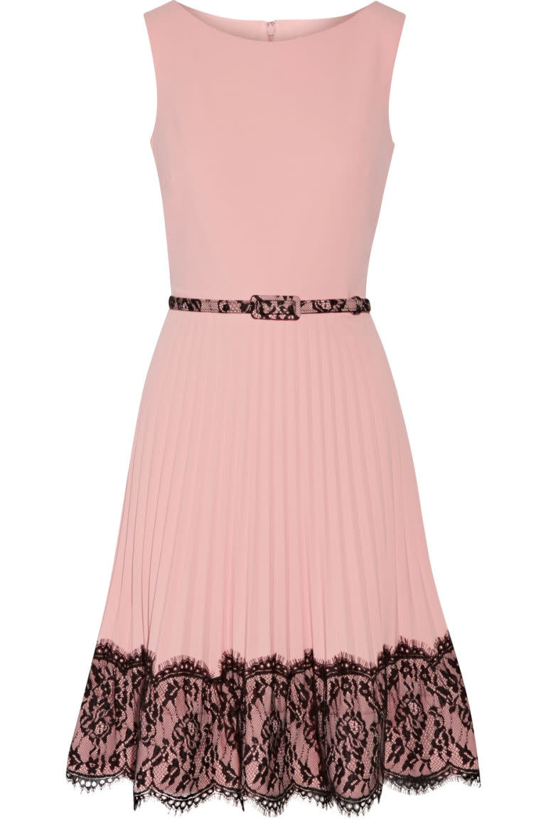 <p><em>Lace-Paneled Pleated Crepe Dress, MIKAEL AGHAL (Available at The Outnet), $251</em></p><p><a rel="nofollow noopener" href="https://www.theoutnet.com/en-US/Shop/Product/Mikael-Aghal/Lace-paneled-pleated-crepe-dress/960733" target="_blank" data-ylk="slk:BUY NOW;elm:context_link;itc:0;sec:content-canvas" class="link ">BUY NOW</a></p>