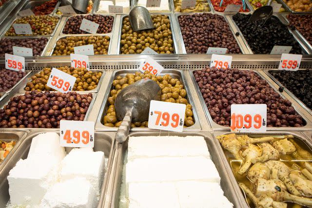 <p>Clay Williams</p> Olives by the pound at Teitel Brothers grocery.