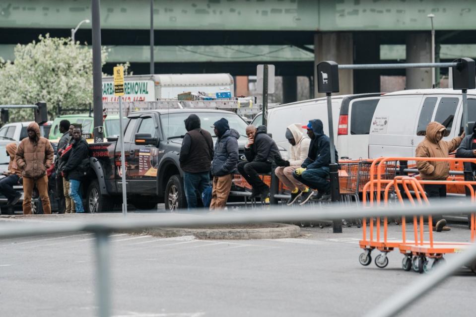 The Post witnessed migrants aggressively confronting shoppers, many soliciting tips for lifting items from shopping carts into cars, at the Home Depot in Throggs Neck, the Bronx. Jeenah Moon