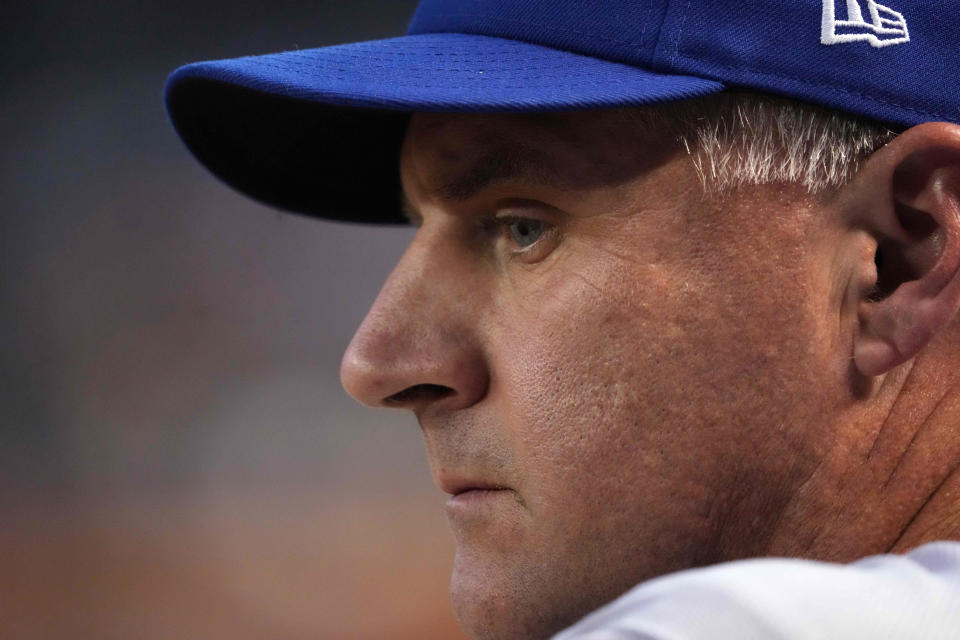 Kansas City Royals manager Matt Quatraro looks on against the Arizona Diamondbacks during the second inning at Chase Field in Phoenix on April 25, 2023.