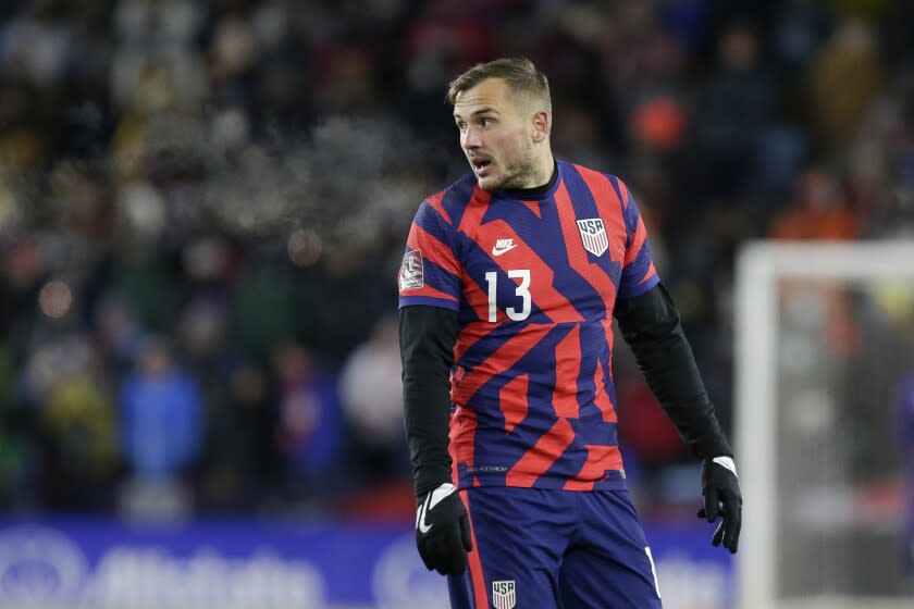 United States forward Jordan Morris plays against Honduras during the second half of a FIFA World Cup qualifying soccer match, Wednesday, Feb. 2, 2022, in St. Paul, Minn. (AP Photo/Andy Clayton-King)