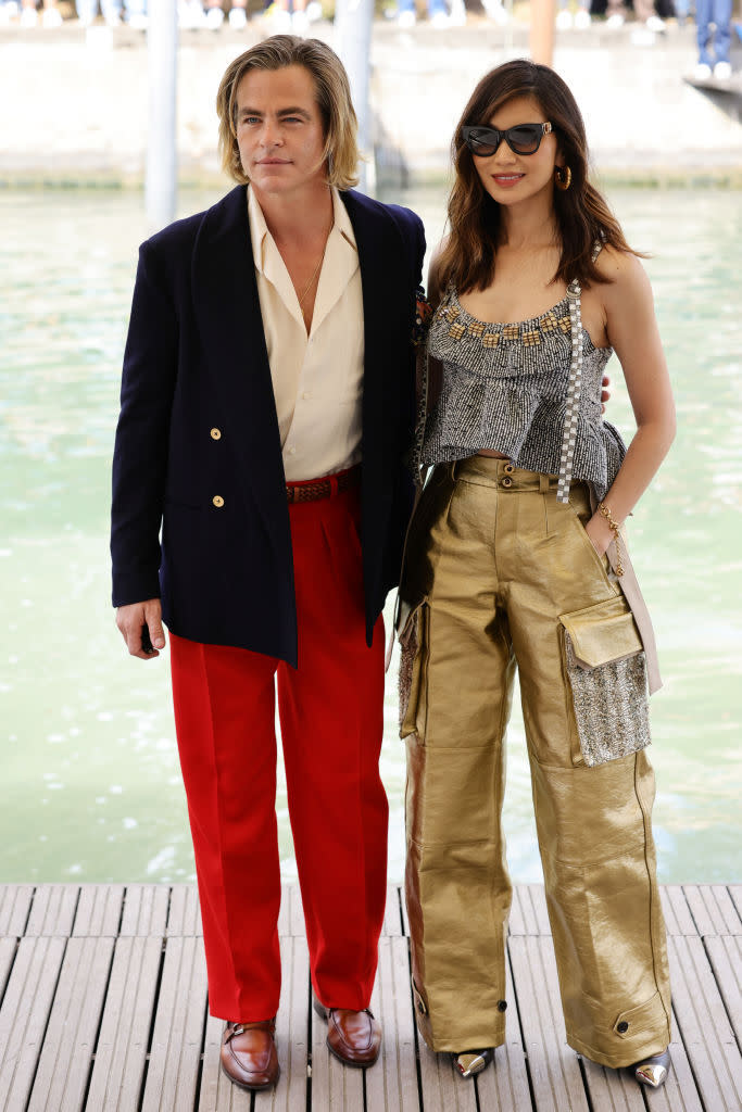 Chris Pine and Gemma Chan arrive for the photocall for “Don’t Worry Darling” during the 79th Venice International Film Festival on September 05, 2022 in Venice, Italy. - Credit: Andreas Rentz/Getty Images