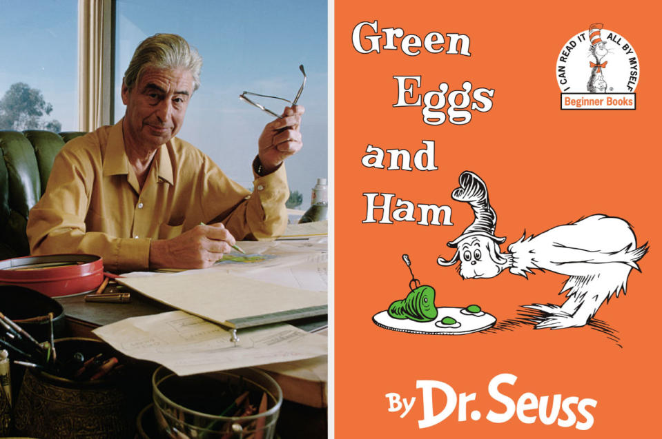 Dr Seuss and the cover of "Green Eggs and Ham"