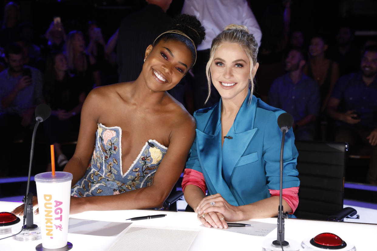 AMERICA'S GOT TALENT -- "Live Results 2" Episode 1415 -- Pictured: (l-r) Gabrielle Union, Julianne Hough -- (Photo by: Trae Patton/NBCU Photo Bank/NBCUniversal via Getty Images via Getty Images)
