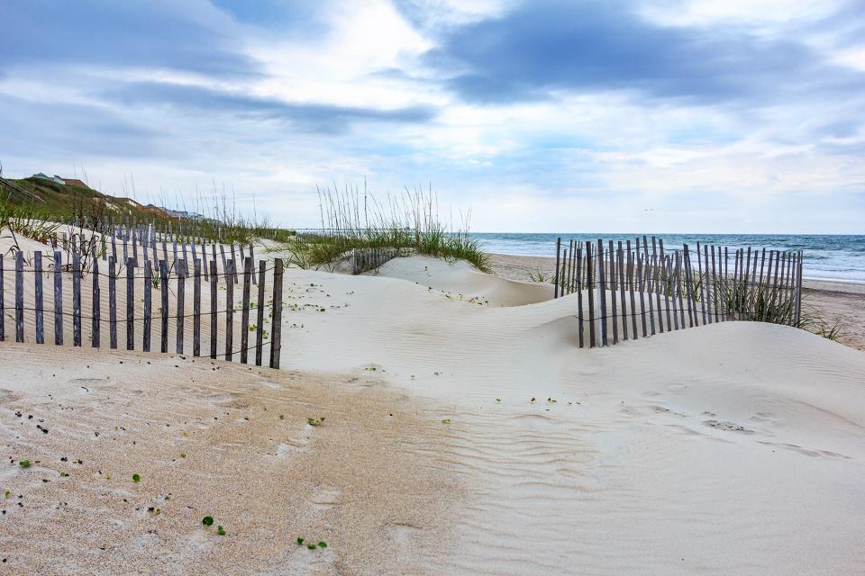 Sand Dunes and morning sky on Emerald Isle in North Carolina.