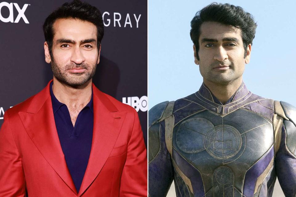 <p>Matt Winkelmeyer/Getty;  Sophie Mutevelian/Walt Disney Studios Motion Pictures/Marvel Studios/Courtesy Everett Collection</p> Kumail Nanjiani in the 2021 movie 