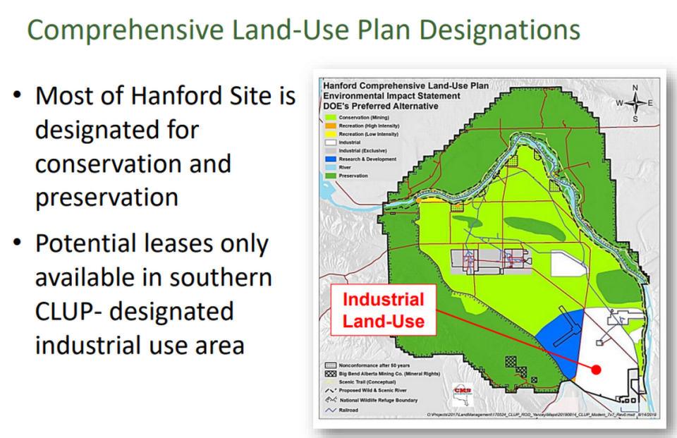 Some 14,000 acres in the southeast corner of Hanford are proposed to be leased for clean energy production.