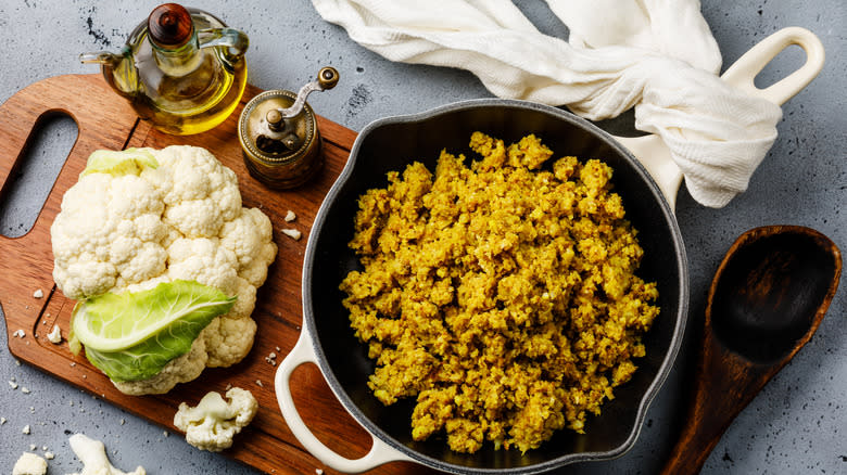 Cauliflower rice in food processor