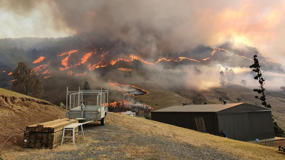 A fire burns in Illinbah, Queensland on Friday. Source: AAP