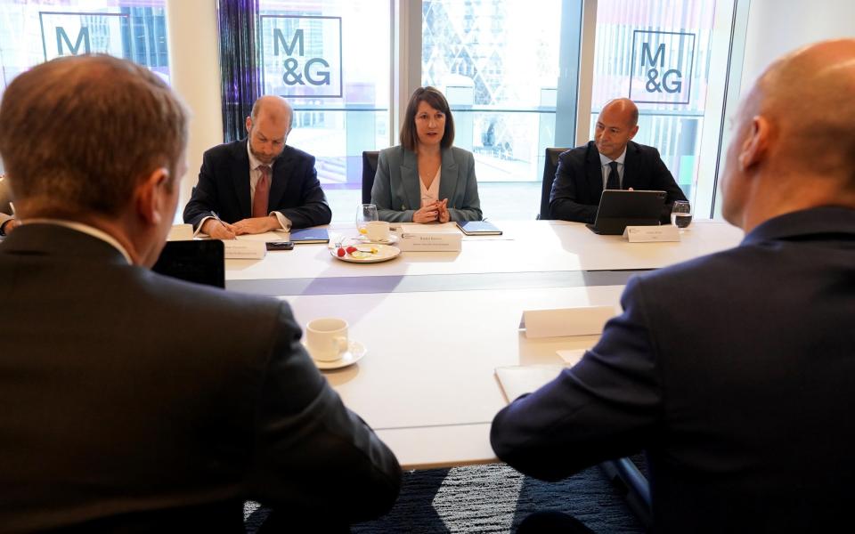 Shadow chancellor Rachel Reeves and shadow secretary of state for business and trade Jonathan Reynolds held a meeting with business leaders at M&G Investments in the City