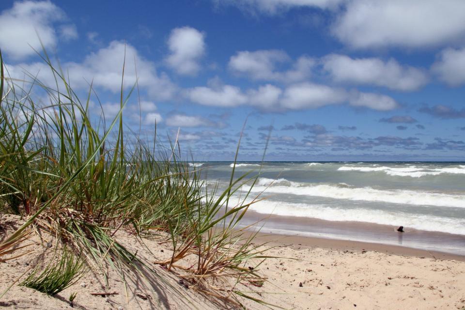 Waves break along Central Beach at Indiana Dunes National Park.