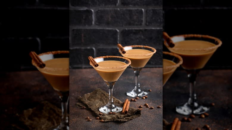 chocolate martinis with cinnamon sticks