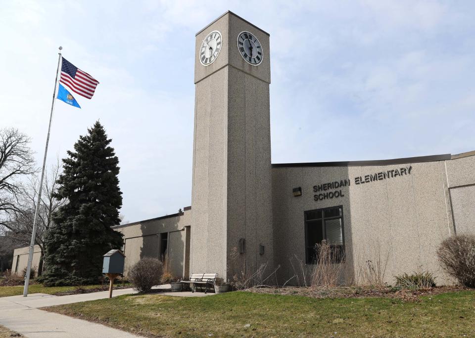 The exterior of Sheridan Elementary School as seen, Wednesday, March 25, 2020, in Sheboygan, Wis.