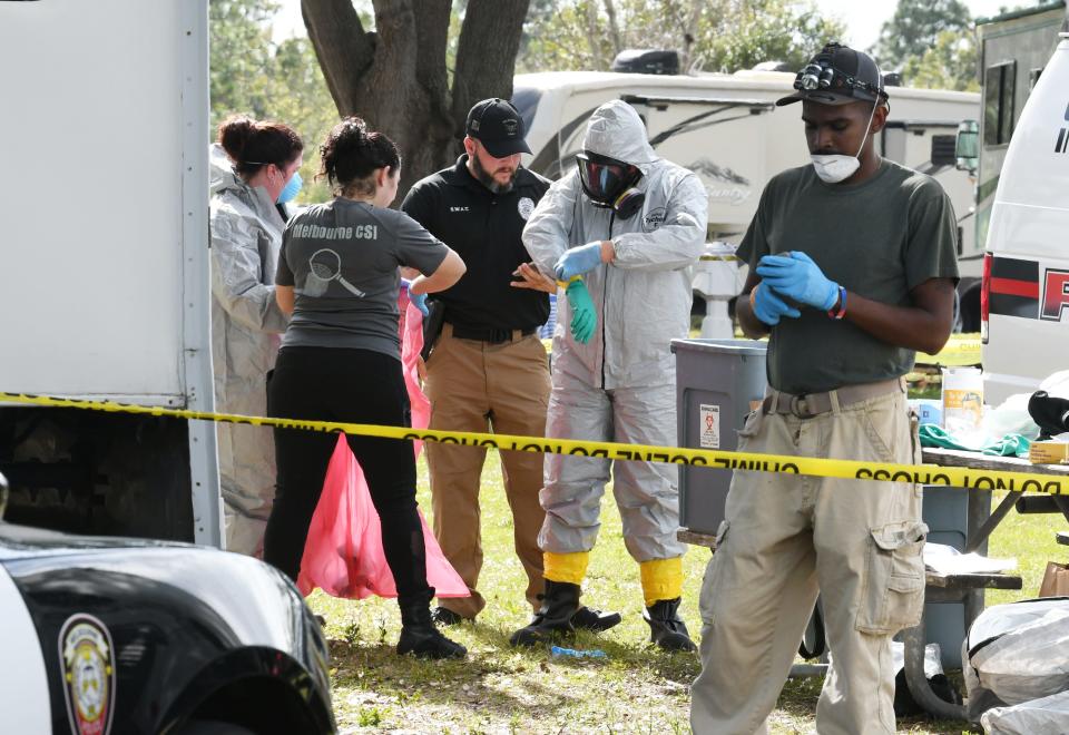  Melbourne police investigating a death in Wickham Park campgrounds, where a body was found in a large camper.