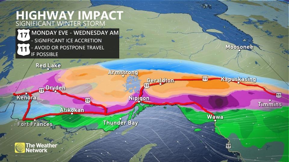 northern Ontario freezing rain highway impacts Dec 24 2023
