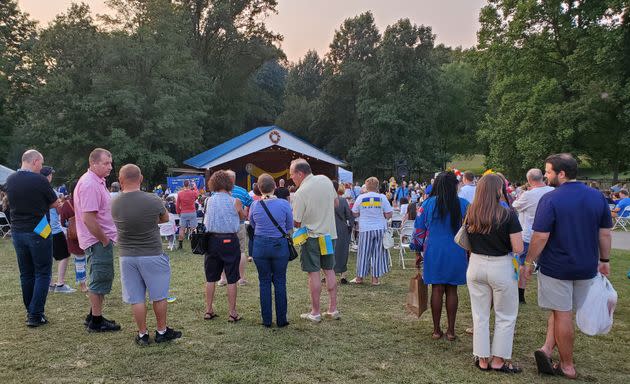 Attendees of the 2022 Washington Ukrainian Festival enjoy traditional music on the grounds of the Saint Andrew Ukrainian Orthodox Cathedral Saturday Sept. 17. (Photo: Jonathan Nicholson)