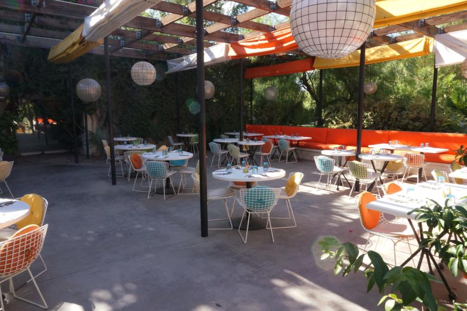 The patio of Norma's restaurant at the Parker Palm Springs.