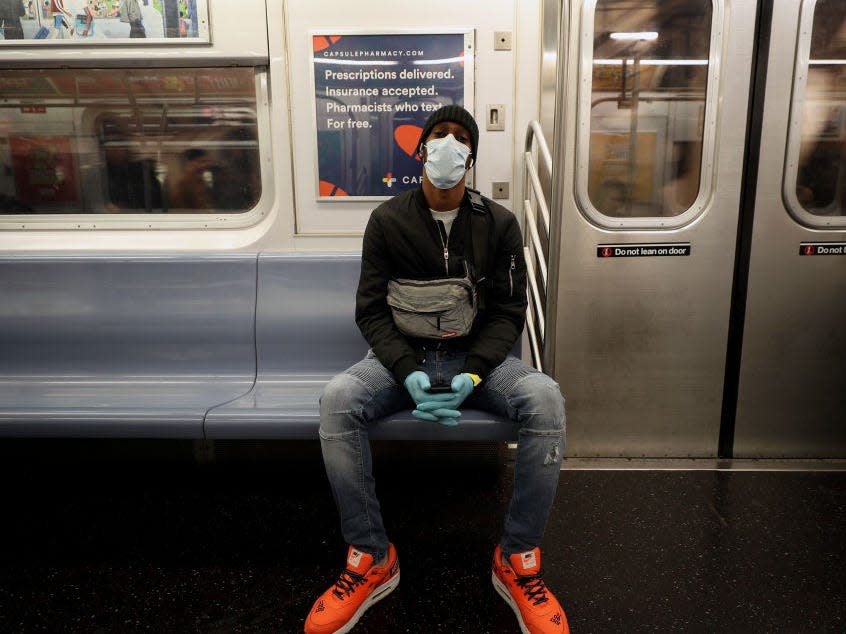 NYC subway coronavirus mask