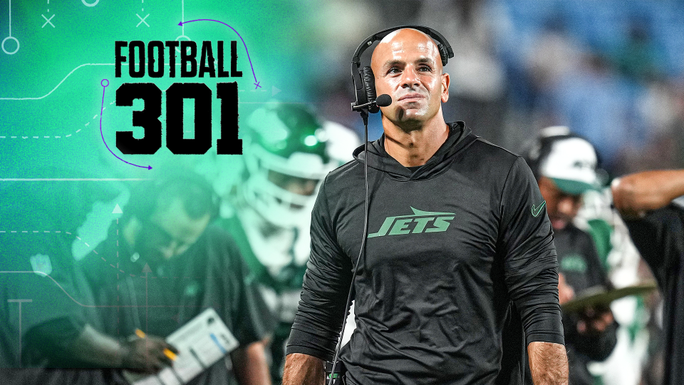 CHARLOTTE, NORTH CAROLINA - AUGUST 17: Head coach Robert Saleh watches his team play against the Carolina Panthers during the second half of their preseason game at Bank of America Stadium on August 17, 2024 in Charlotte, North Carolina. The Jets won 15-12. (Photo by Grant Halverson/Getty Images)