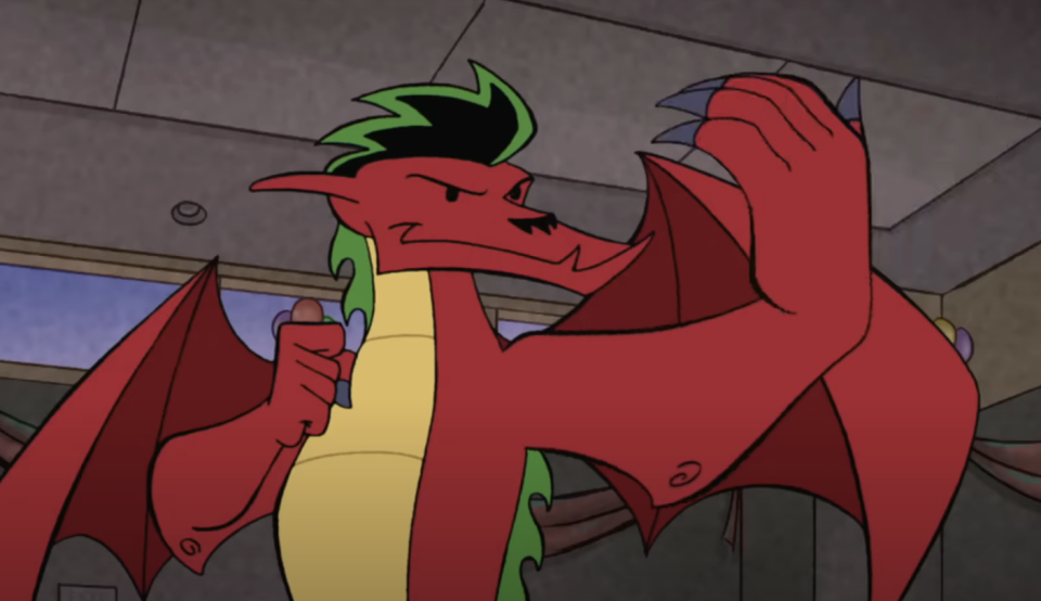 Animated character Jake Long in dragon form from the show "American Dragon: Jake Long"