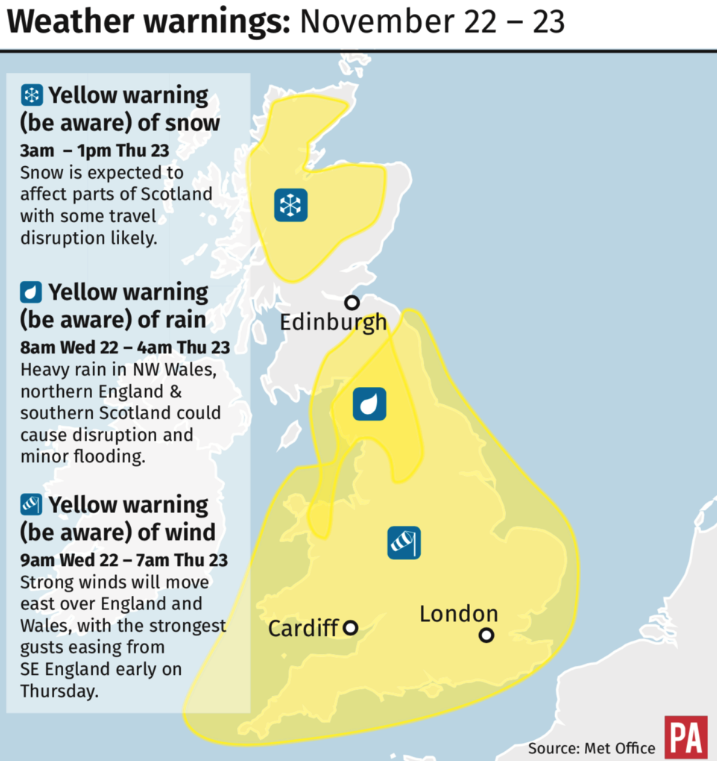 Snow is expected in Scotland before heading south (Picture: PA)